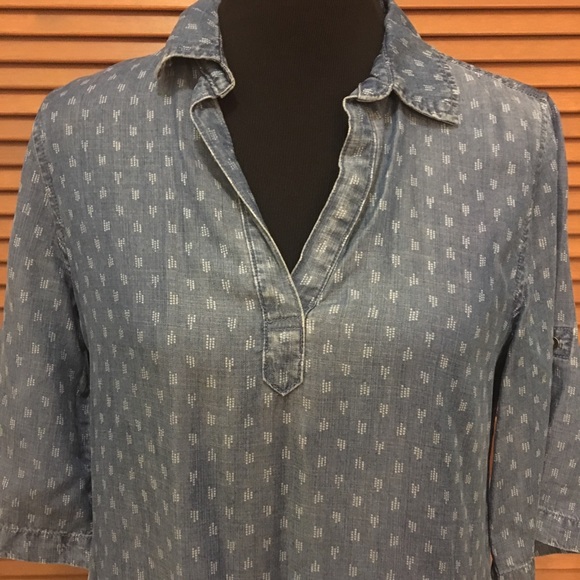 Cloth & Stone Diamond Dot chambray shirt dress S - Picture 7 of 8